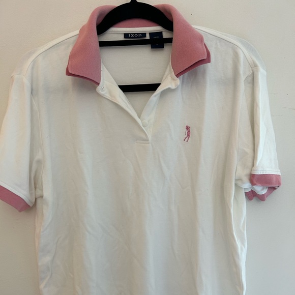 Izod Pink & White Cotton Double Collar Polo - Picture 9 of 9